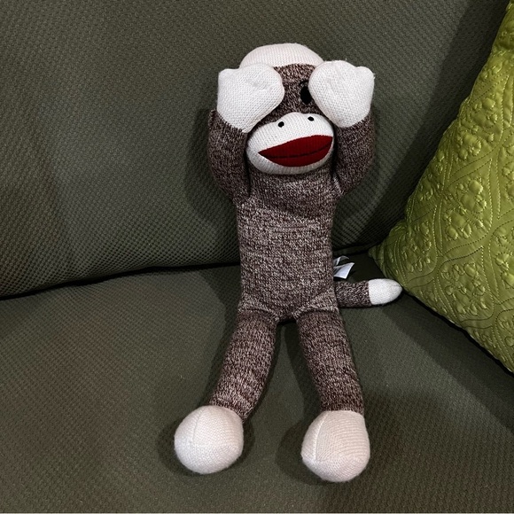 Maxx The Sock Monkey Other - Maxx The Sock Monkey Stuffed Animal Plush Knit 2011 See No Evil Heathered Brown